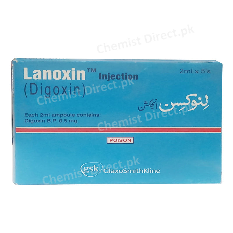 Lanoxin 2ml Injection Digoxin 0.5mg Glaxosmithkline Cardiac Glycoside