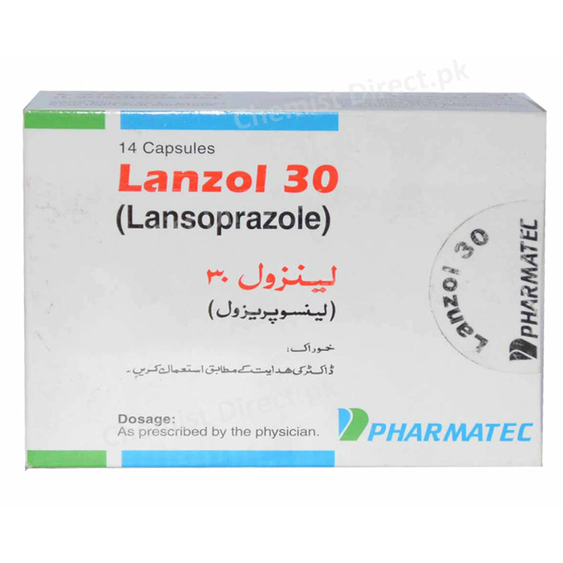 Lanzol 30mg Cap Capsule Pharmatec Anti Ulcerant Lansoprazole