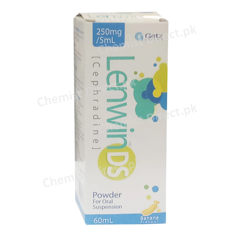 Lenwin DS 250mg Syrup 60ml Getz Pharma Cephalosporin Antibiotic Cephradine