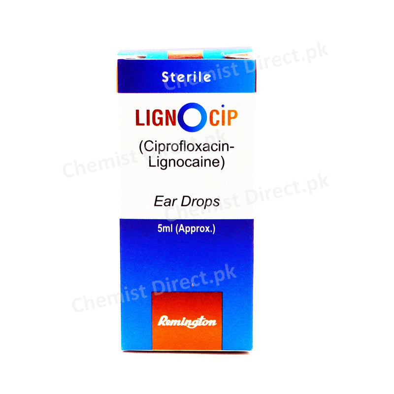 Lignocip Ear Drops 5ml Remington Pharmaceuticals Anti-Infective Ciprofloxacin Lignocaine HCl