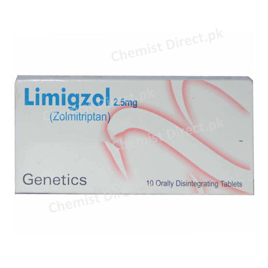 Limigzol 2.5mg Tablet Genetics Pharmaceuticals Anti-Migraine Zolmitriptan