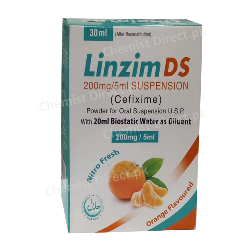 Linzim DS Suspension 200mg/5ml 30ml Bosch Pharmaceuticals Antibiotic Cefixime