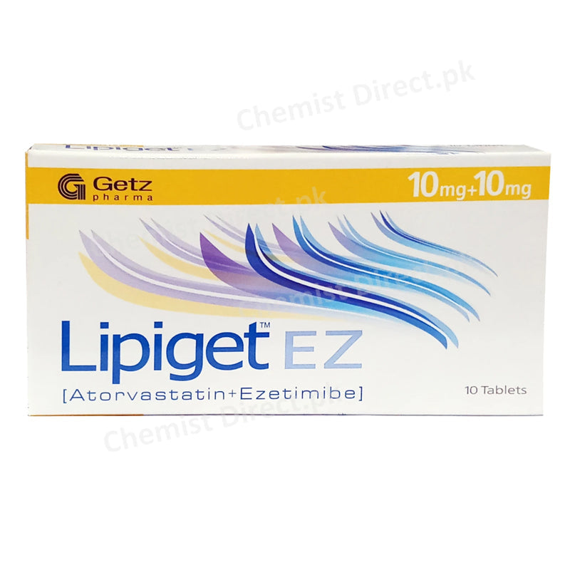 Lipiget Ez 10mg 10mg Tablets Getz Pharma Pakistan Pvt Ltd Statins Atorvastatin 10mg Ezetimibe 10mg