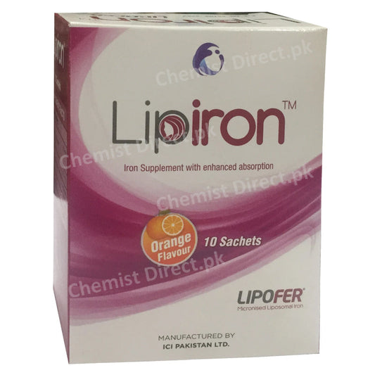 Lipiron Sachets ICI Pakistan Nutraceuticals Anti Anemic Lipofer folicacid Vitamin B12 Vitamin B6 and Vitamin C