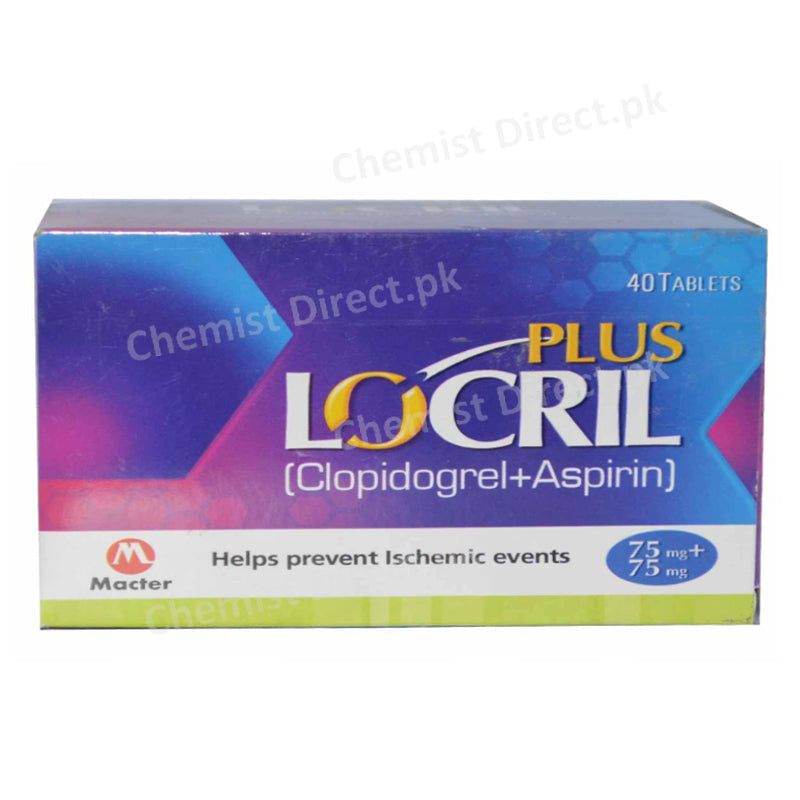 Locril Plus 75/75mg Tablet Anti-Platelet Aggregation Clopidogrel Aspirin Macter International