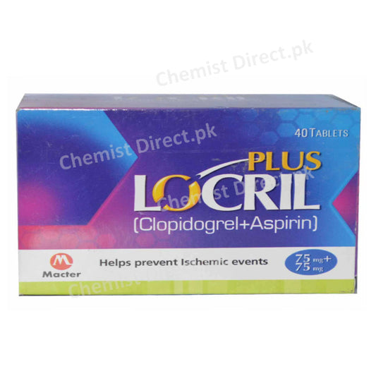 Locril Plus 75/75mg Tablet Anti-Platelet Aggregation Clopidogrel Aspirin Macter International