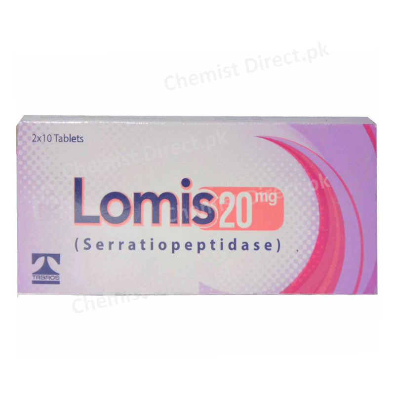 Lomis 20mg Tablet Tabros Pharma Serratiopeptidas