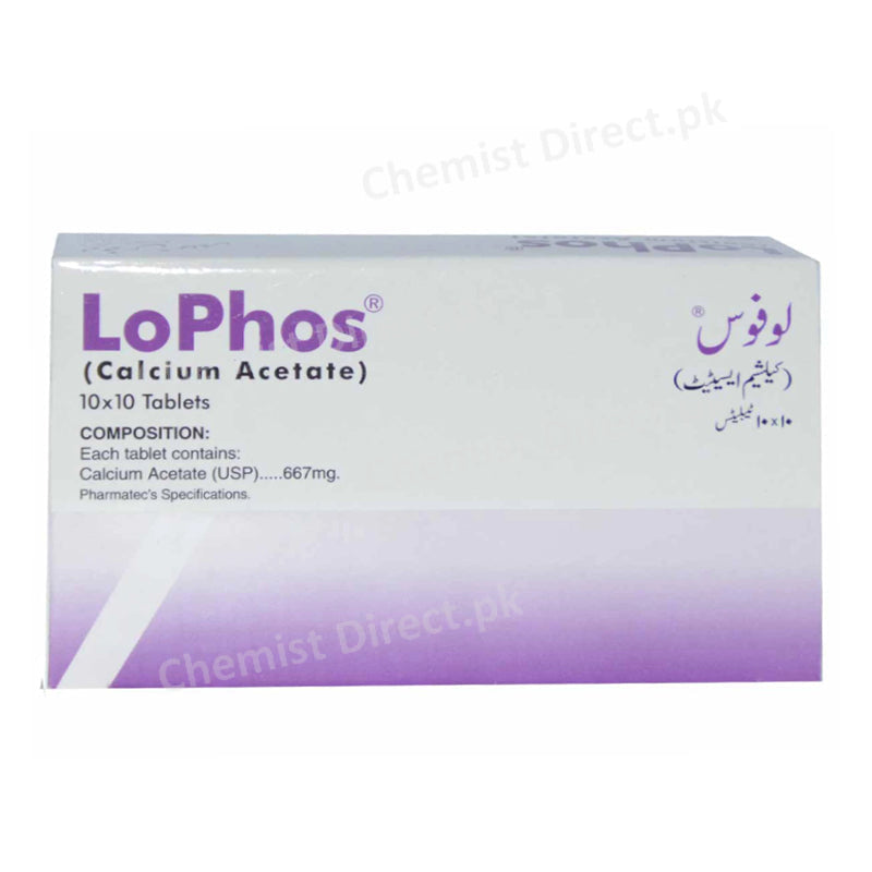 Lophos Tablet RG Pharmaecuticals Calcium Acetate 667mg Dialysis Induced Hyperphosphatemia