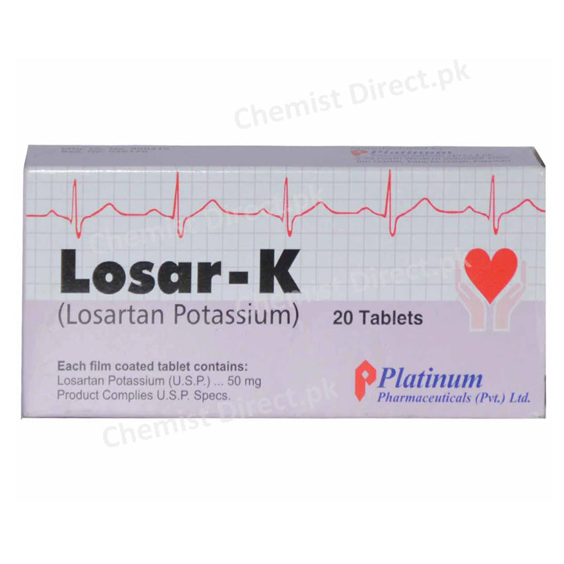 Losar K 50mg Tablet Platinum Pharmaceuticals Pvt Ltd Anti Hypertensive Losartan Potassium