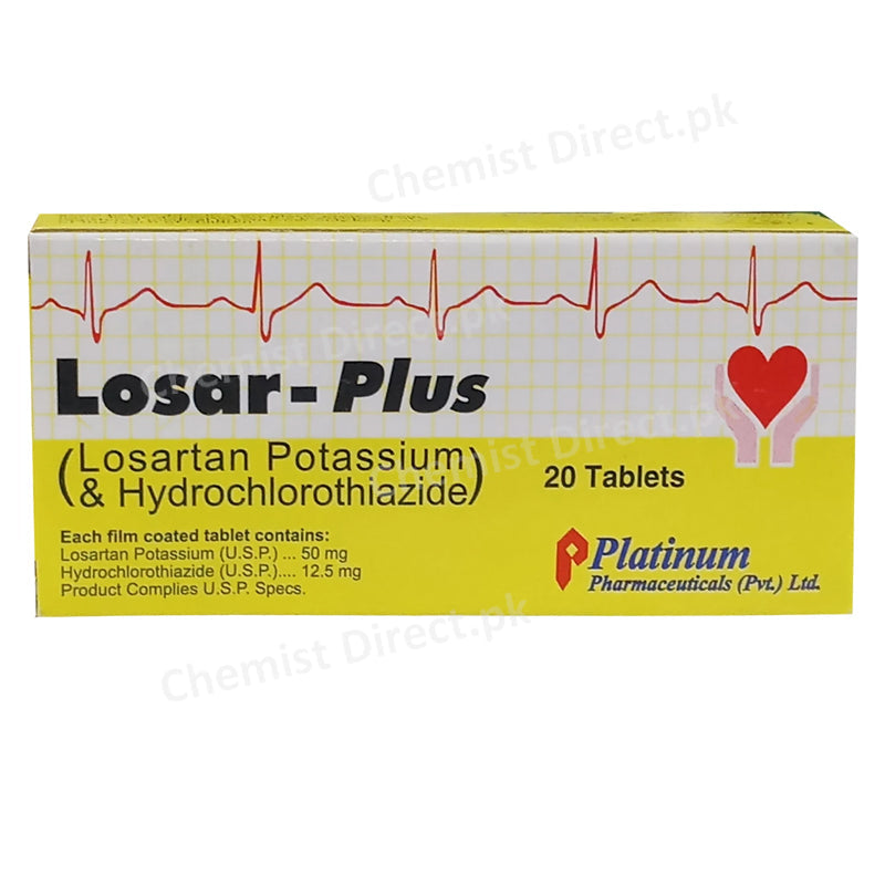 Losar Plus 50 12.5mg Tablet Platinum Pharmaceuticals Pvt Ltd Anti Hypertensive Losartan 50mg Hydrochlorothiazide 12.5mg