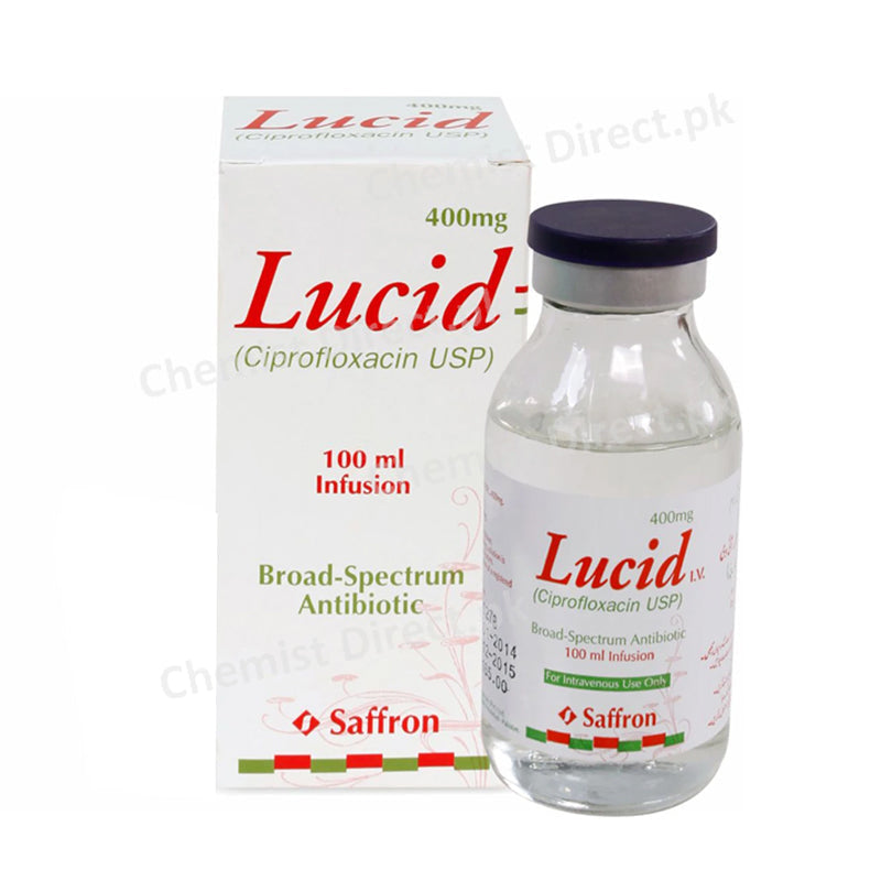 Lucid 400mg Infusion Saffron Pharmaceuticals Anti-Bacterial Ciprofloxacin USP