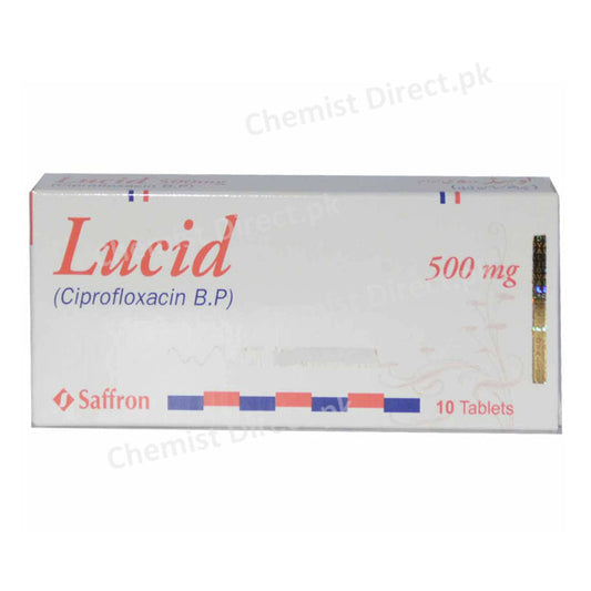 Lucid 500mg Tablet Saffron Pharmaceuticals Anti-Bacterial Ciprofloxacin USP