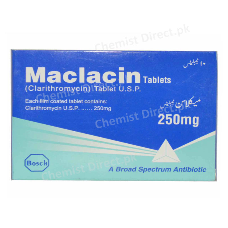 Maclacin 250mg Tablet Clarithromycin Bosch Pharmaceuticals Anti-Bacterial