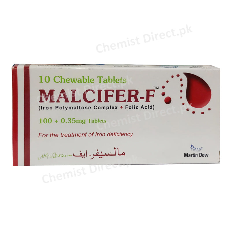 Malcifer-F 100+0.35mg Tablet Iron Polymaltose Complex+Folic Acid Martin Dow Pharmaceuticals