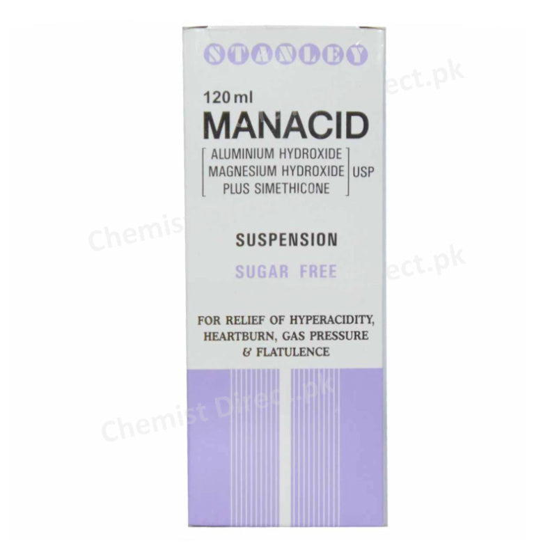 Manacid 120ml Syrup Stanley Pharmaceuticals Anti-flatulents Aluminium Hydroxide Magnesium Hydroxide Simethicone