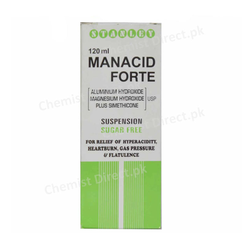 Manacid Fort 120ml Syrup Stanley Pharmaceuticals Anti-flatulents Aluminium Hydroxide Magnesium Hydroxide Simethicone