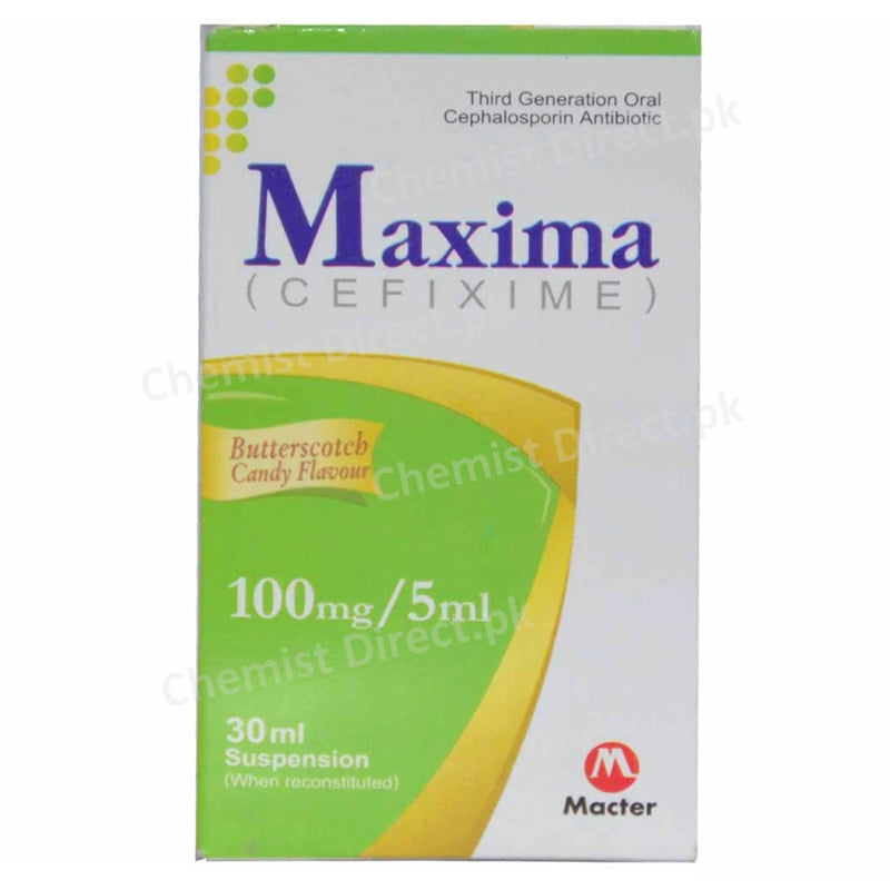 Maxima 100mg Syp 30ml Macter International Pvt Ltd Cephalosporin Antibiotic Cefixime
