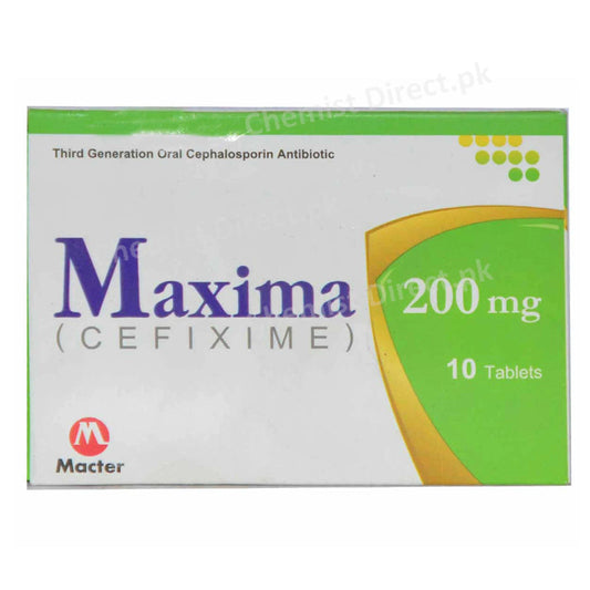 Maxima 200mg Tablet Macter International Pvt Ltd Cephalosporin Antibiotic Cefixime