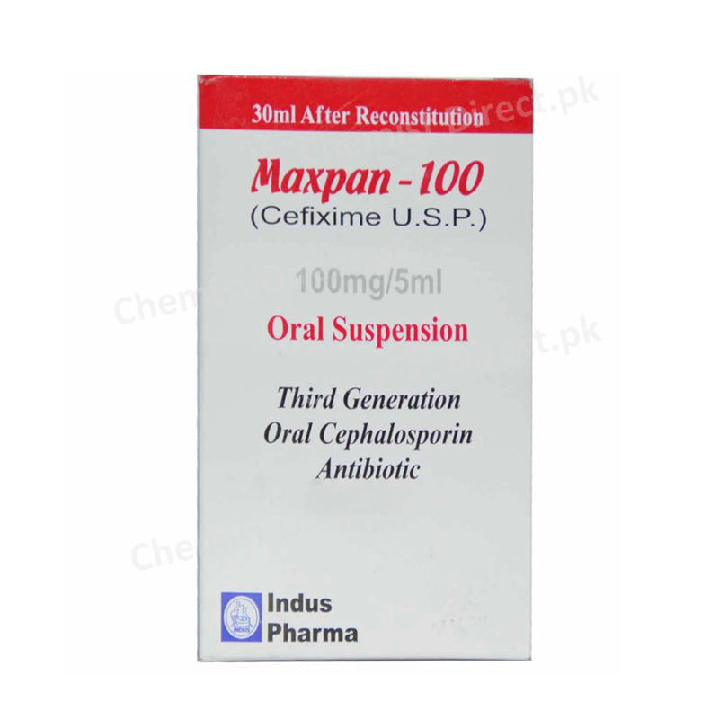 Maxpan-100 Suspension 100mg/5ml 30ml Cefixime U.S.P Indus Pharma