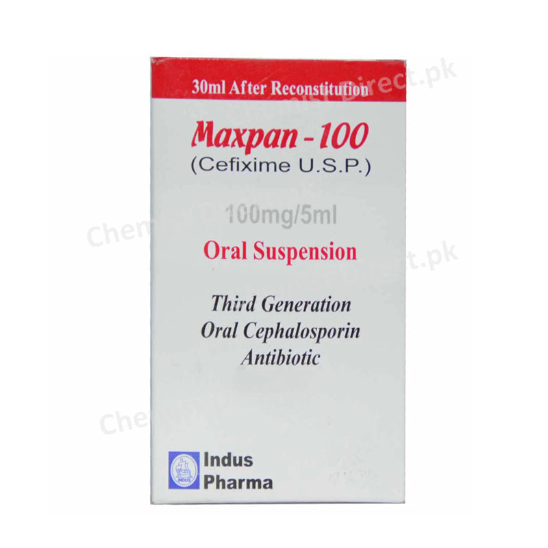 Maxpan-100 Suspension 100mg/5ml 30ml Cefixime U.S.P Indus Pharma
