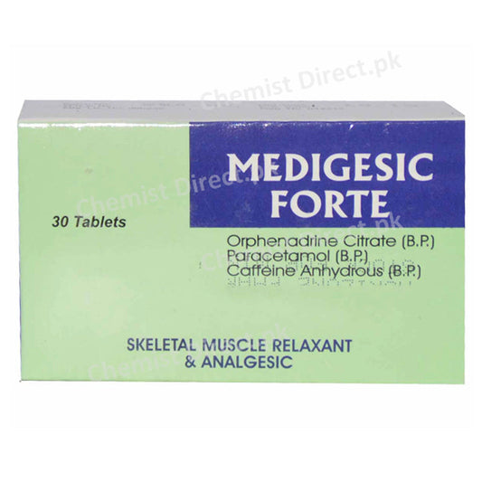 Medigesic Forte 50 450 30mg Tablet Wilshire Laboratories Pvt LtdL Muscle Relaxants Orphenadrine 50mg Paracetamol 450mg Caffeine 30mg