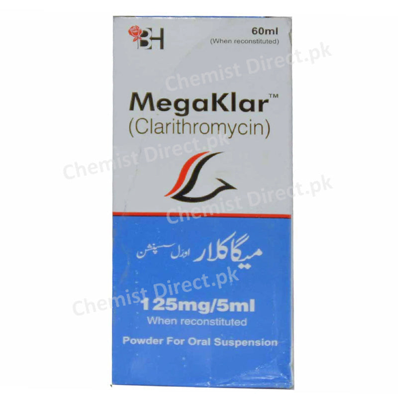 Megaklar 125mg Syp 60ml Syrup Barrett Hodgson Pakistan Pvt Ltd Macrolide Anti Bacterial Clarithromycin