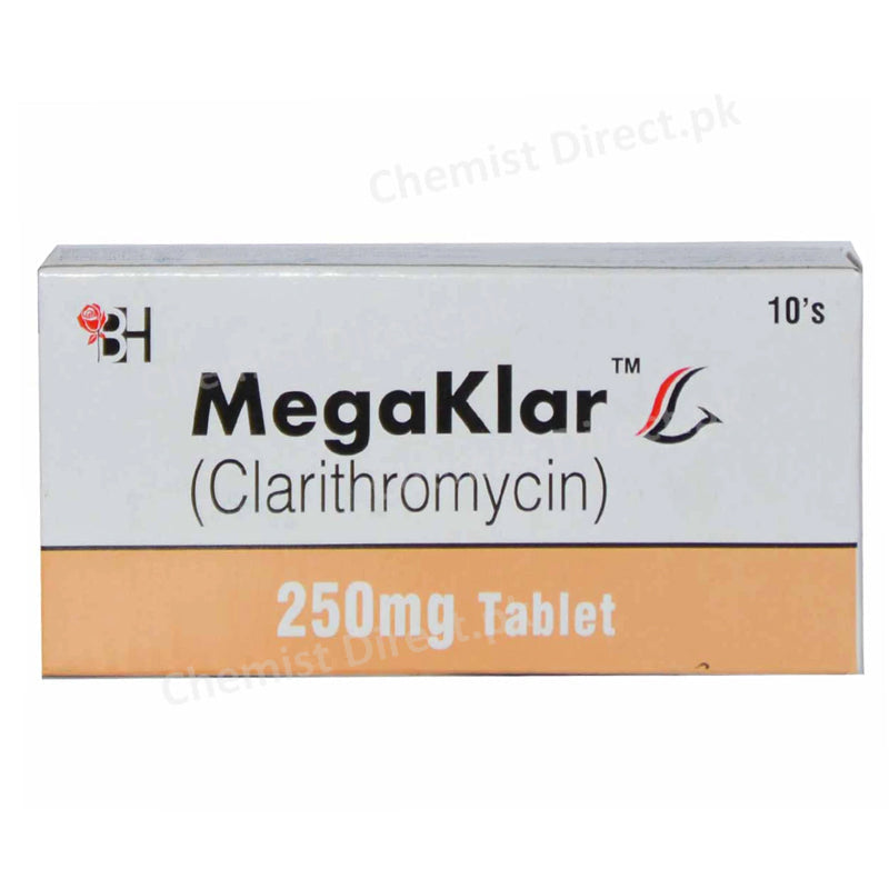 Megaklar 250mg Tablet Barrett Hodgson Pakistan  Pvt Ltd Macrolide Anti Bacterial Clarithromycin