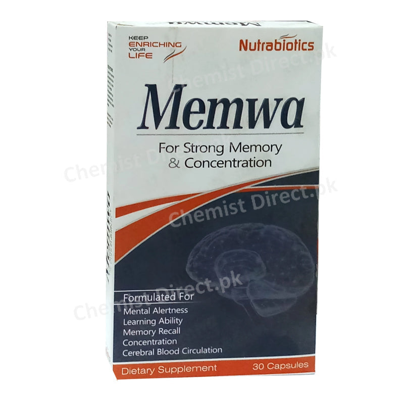 Memwa Capsule Nutrabiotics Dietary Supplement Strong memory Concentration