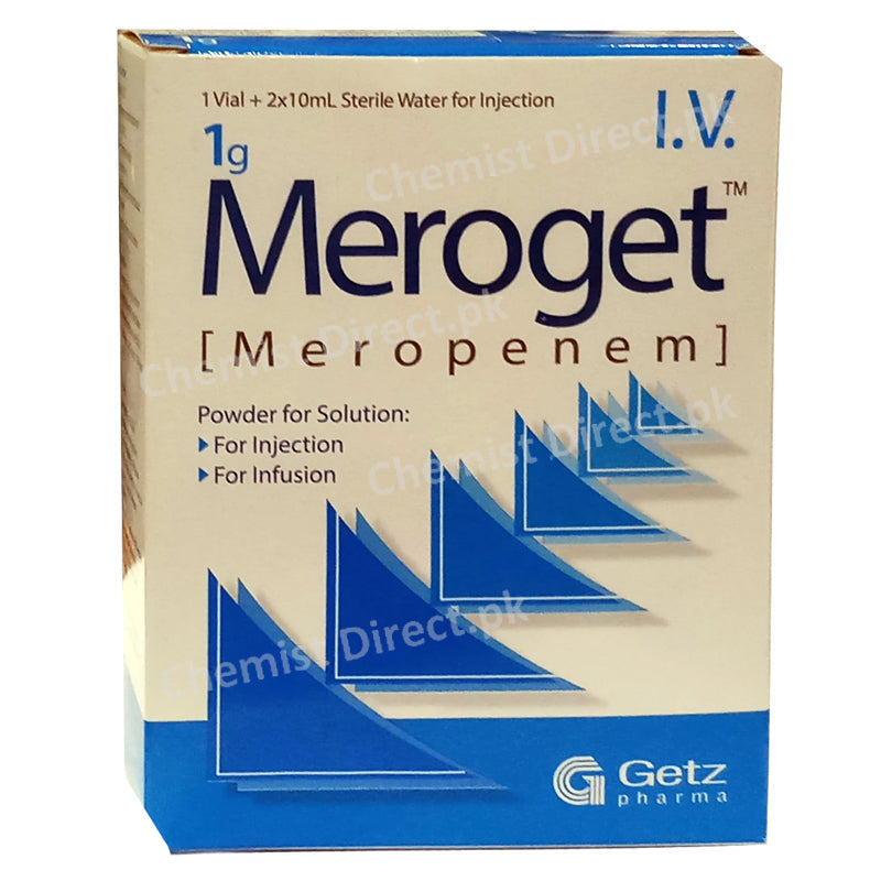 Meroget 1gm Injection 1vial 2Ampx10 mlsterilewaterfor Injection Getz Pharma Carbapenums Meropenem