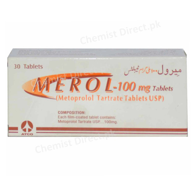 Merol 100mg Tablet Atco Laboratories Pvt Ltd Anti Hypertensive Metoprolol Tartarate