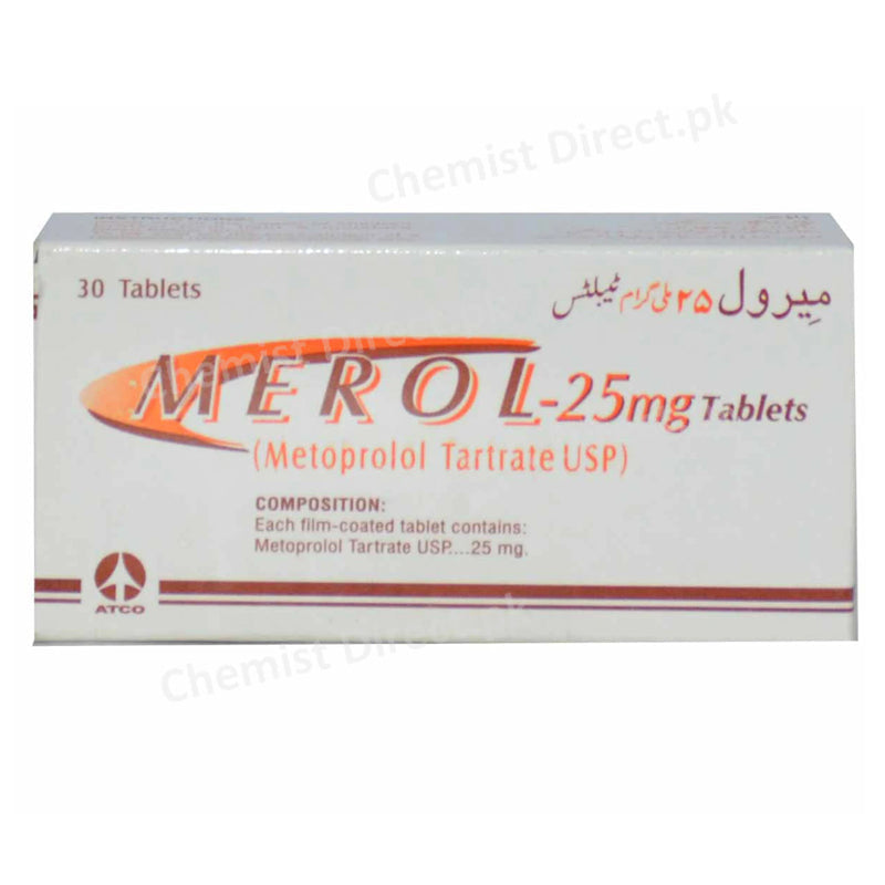 Merol 25mg Tablet Atco Laboratories Pvt Ltd Anti Hypertensive Metoprolol Tartarate