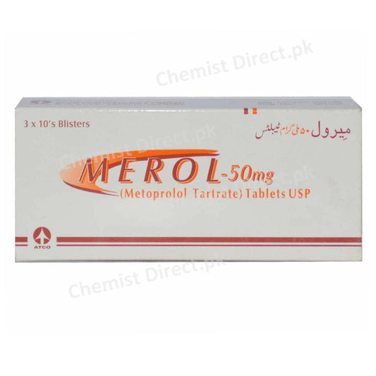Merol 50mg Tablet Atco Laboratories Pvt Ltd Anti Hypertensive Metoprolol Tartarate