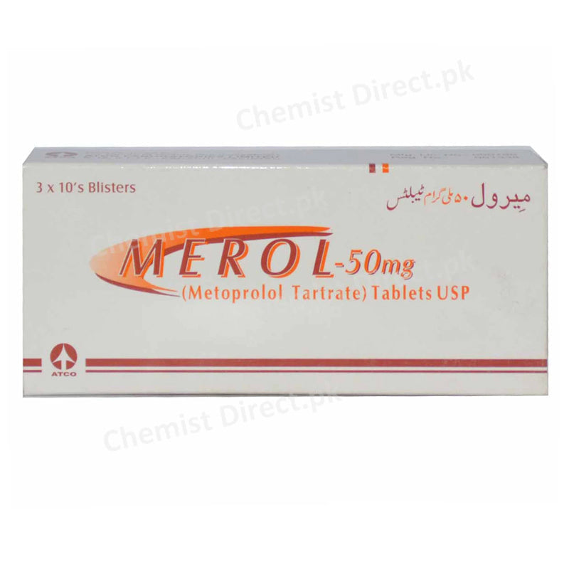 Merol 50mg Tablet Atco Laboratories Pvt Ltd Anti Hypertensive Metoprolol Tartarate