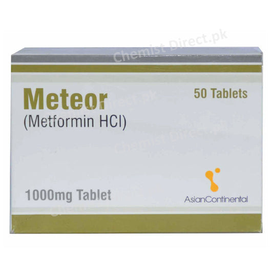 Meteor 1000mg Tablet Asian Continental Pharma Metformin HCL