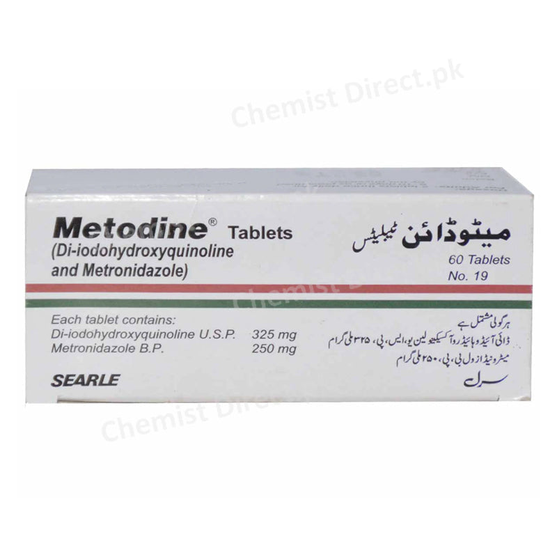 Metodine Tablet Searle Pakistan Limited Anti-Amoebic Metronidazole 250mg Di-Iodohydroxyquinoline 325mg