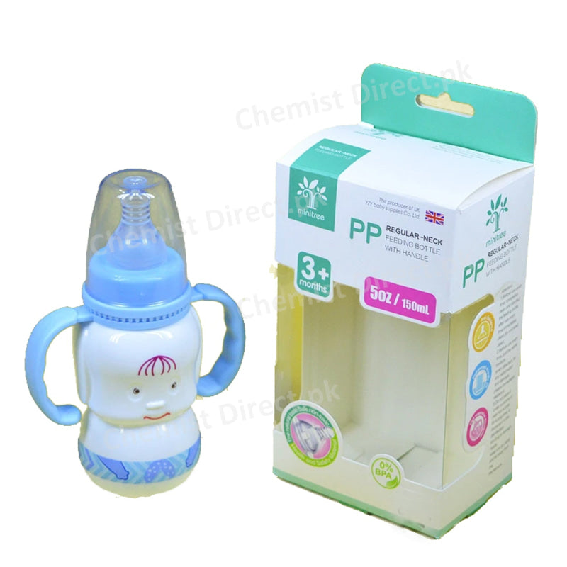 Minitree Pp Regular-Neck Feeding Bottle With Handle 3+Months 50Z/150Ml Baby Care