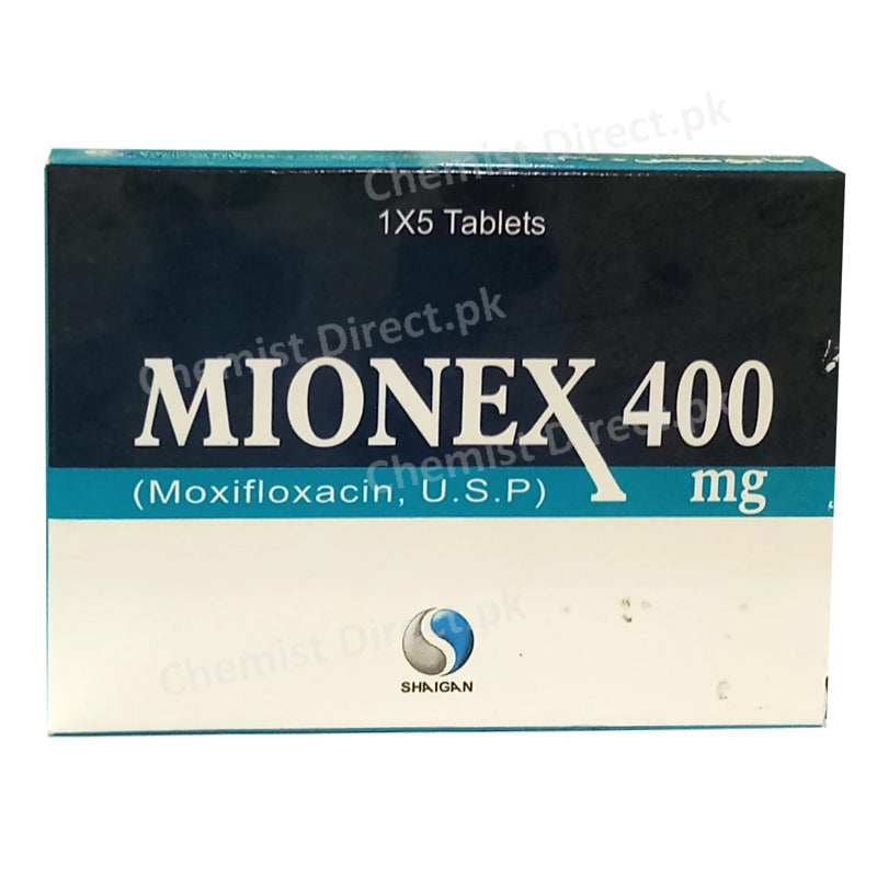     Mionex 400mg Tablet Shaigan Pharmaceuticals Quinolones Anti Bacterial Moxifloxacin