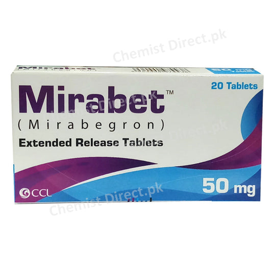     Mirabet Tablet 50mg CCL Pharmaceuticals B 3Adrenergic Agonist Mirabegron 50mg Used for the Treatmentof Overactive Bladder