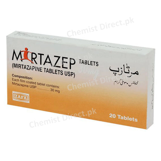     Mirtazep 30mg Tablet Zafa Pharma Anti Depressant Mirtazapine 
