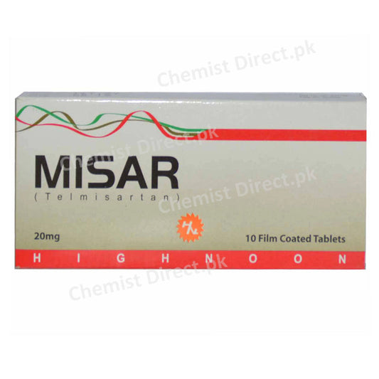 Misar 20mg Tablet Highnoon Laboratories LTD Anti Hypertensive Telmisartan Angiotensinllantagonist 