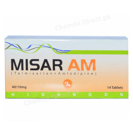 Misar AM 40 10mg Tablet Highnoon Laboratories Ltd Anti Hypertensive Telmisartan 40mg Amlodipine 10mg