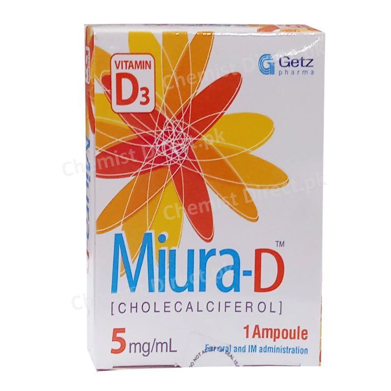 Miura-D 5mg/ml Injection Vitamin-D3 Analogue Cholecaliceferol Getz Pharma