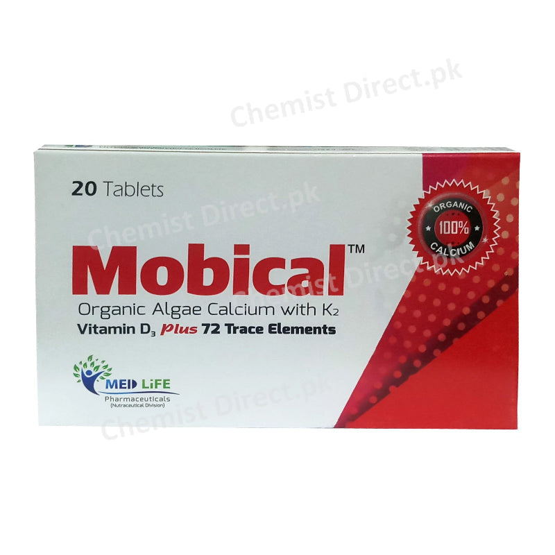 Mobical Tablet Med Life Pharmaceuticals Organic Algae Calcium K2 Vitamin D3 Plus 72 Trace Elements