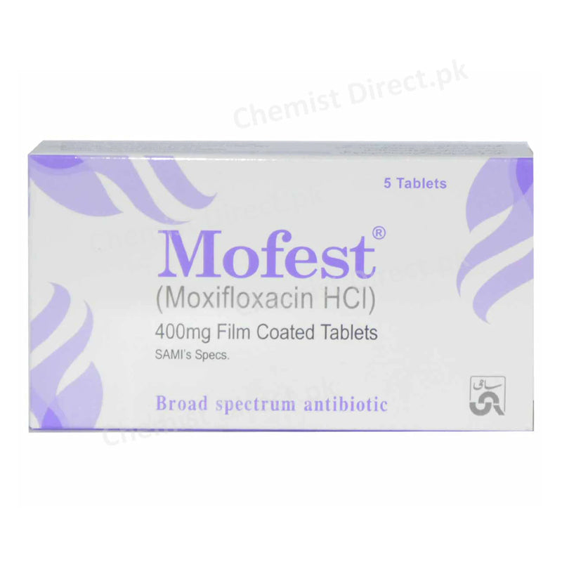 Mofest 400mg Tablet Moxifloxacin HCl Sami Pharmaceuticals Antibiotic Anti-Bacterial