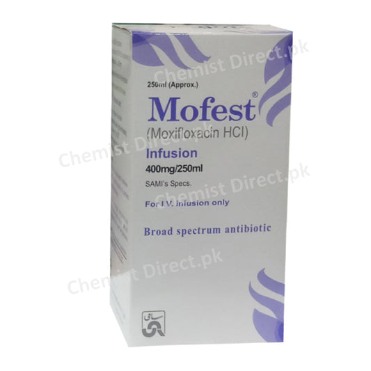 Mofest Infusion 400mg/250ml Moxifloxacin HCl Sami Pharmaceuticals Antibiotic Anti-Bacterial