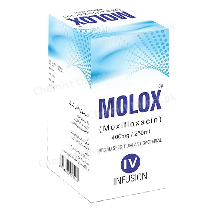 Molox IV Infusion 400mg 250ml CCL Pharmaceuticals Quinolones Anti Bacterial Moxifloxacin