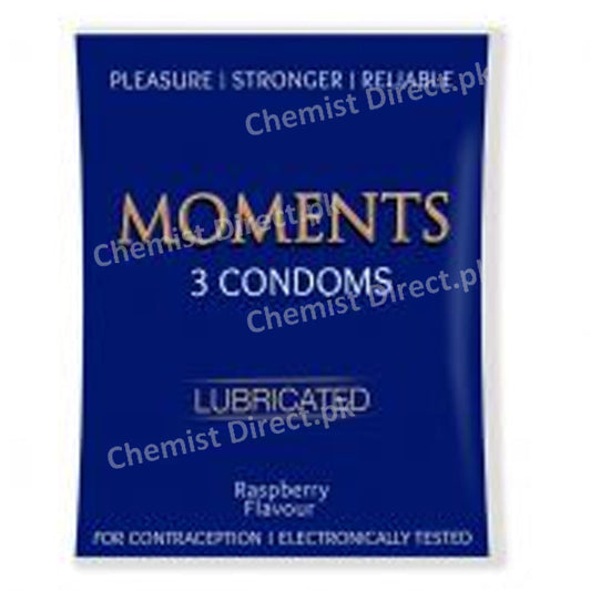 Moments Lubricated Condoms Raspberry Flavour Personal Care