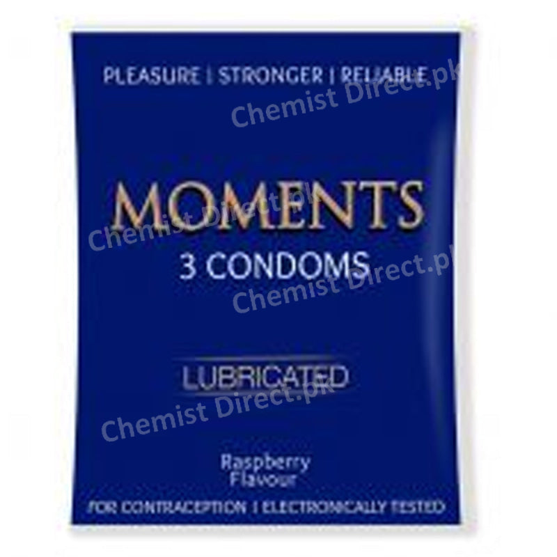 Moments Lubricated Condoms Raspberry Flavour Personal Care