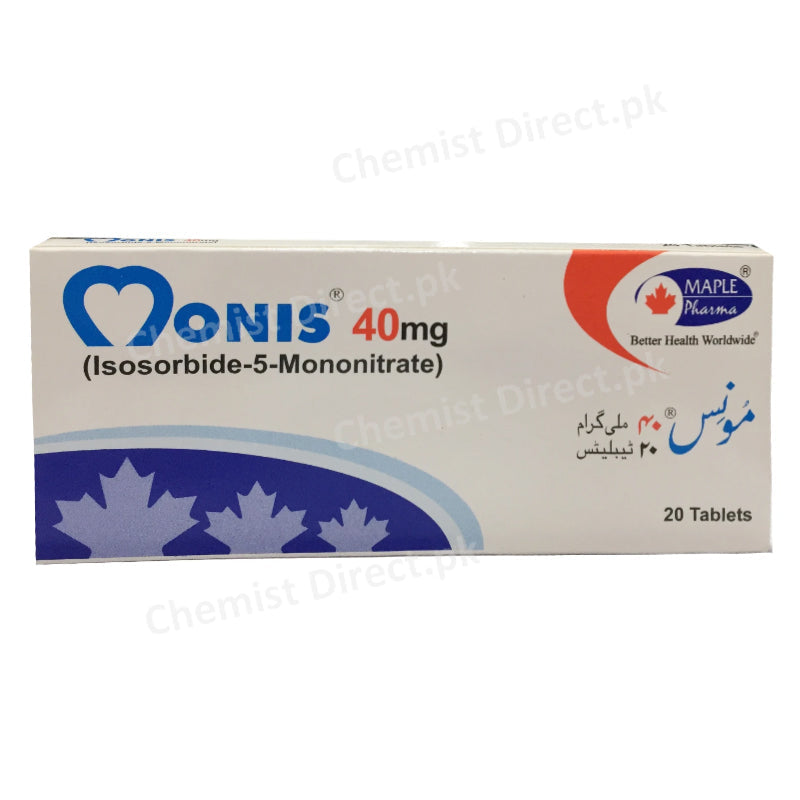 Monis 40mg Tablet Maple Pharmaceutical Pvt Ltd Nitrates Isosorbide Mononitrate