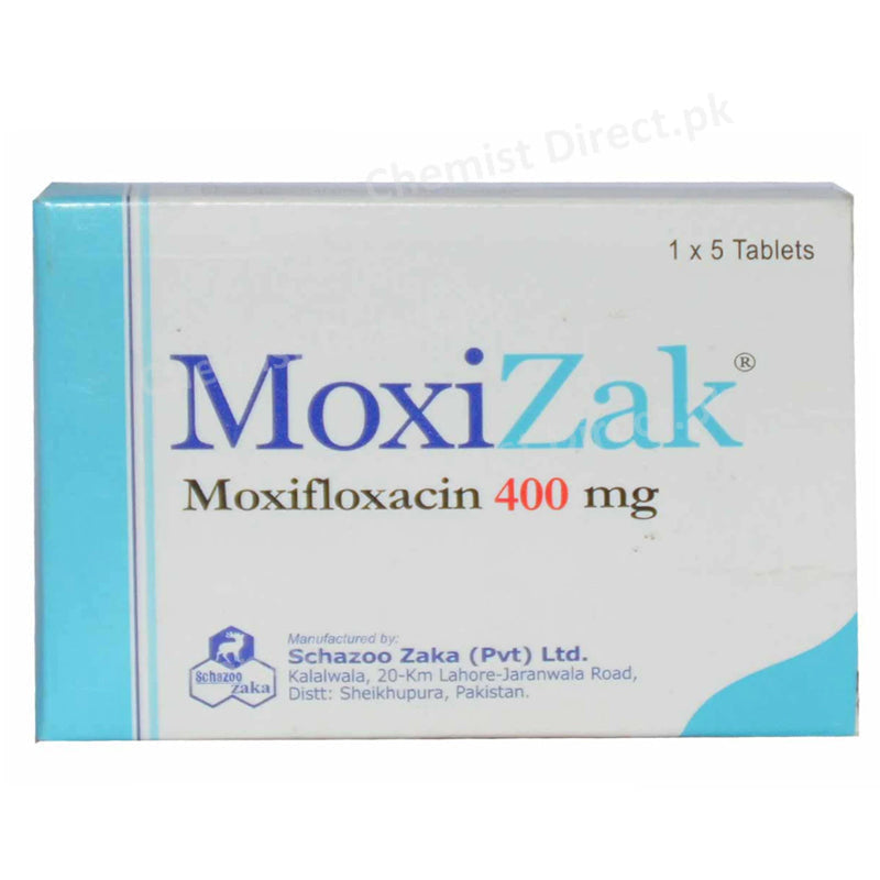 Moxizak 400mg Tablet Schazoo Zaka Pvt Ltd Quinolones Anti Bacterial Moxifloxacin